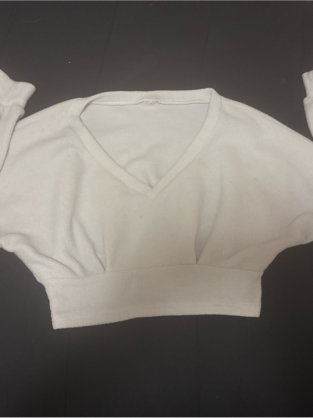 Women's White V-Neck Cropped Sweater